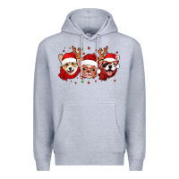 Heather Grey christmas dogs corgi chihuahua frenchie Premium Hoodie - Jasminsmagicworld