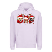 Lilac christmas dogs corgi chihuahua frenchie Premium Hoodie - Jasminsmagicworld