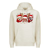 Oatmeal Heather christmas dogs corgi chihuahua frenchie Premium Hoodie - Jasminsmagicworld