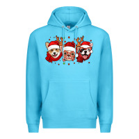 Ocean Blue christmas dogs corgi chihuahua frenchie Premium Hoodie - Jasminsmagicworld