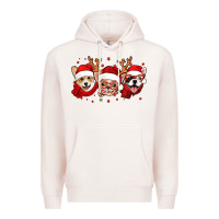 Pale Pink christmas dogs corgi chihuahua frenchie Premium Hoodie - Jasminsmagicworld