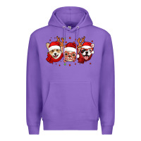 Purple christmas dogs corgi chihuahua frenchie Premium Hoodie - Jasminsmagicworld