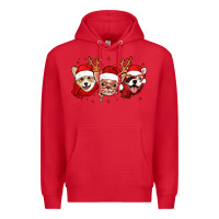 Red christmas dogs corgi chihuahua frenchie Premium Hoodie - Jasminsmagicworld