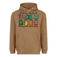 Toasted Coconut battery life of a teacher Heavyweight Hoodie - Zillion Design Studio