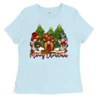 Baby Blue merry christmas gnomies Ladies Tee - BarkalooDesign