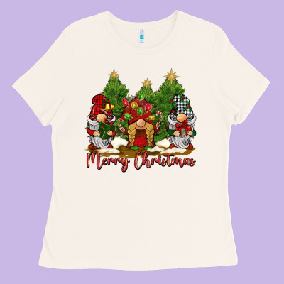 Merry Christmas Gnomies Ladies Tee Designed By Barkaloodesign