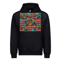 Black bucking bronco serape turquoise Urban Hoodie - Artiststas