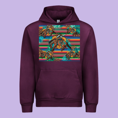 Bucking Bronco Serape Turquoise Urban Hoodie Designed By Artiststas