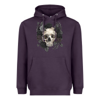Plum Floral skull Heavyweight Hoodie - RanaPortraitStore