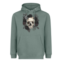 Sage Floral skull Heavyweight Hoodie - RanaPortraitStore