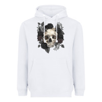 White Floral skull Heavyweight Hoodie - RanaPortraitStore