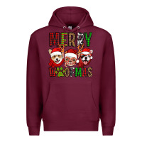Burgundy merry woofmas dogs Premium Hoodie - Jasminsmagicworld