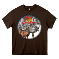 Chocolate Brown mule buck deer christmas Heavy Core Tee - LillyAllenDesigns