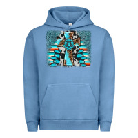 Pigment Pebble Blue cross gemstone background Urban Hoodie - AdoDesignShop