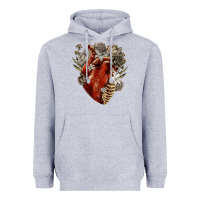 Heather Grey Flower anatomical heart Heavyweight Hoodie - RanaPortraitStore