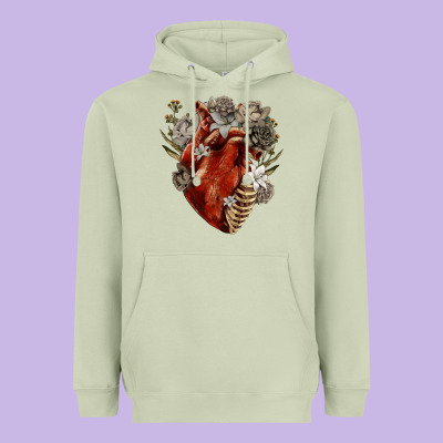 Heavyweight Hoodie Flower anatomical heart