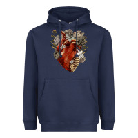 Navy Flower anatomical heart Heavyweight Hoodie - RanaPortraitStore
