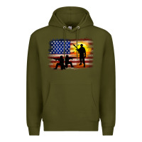 Army Green american flag soldier sunset Premium Hoodie - JahusDesignShop