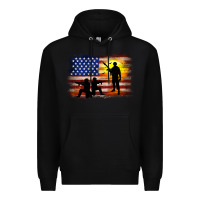 Black american flag soldier sunset Premium Hoodie - JahusDesignShop