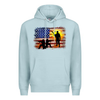 Blue Mist american flag soldier sunset Premium Hoodie - JahusDesignShop