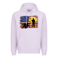 Lilac american flag soldier sunset Premium Hoodie - JahusDesignShop