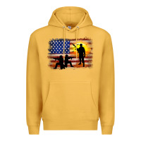 Mustard american flag soldier sunset Premium Hoodie - JahusDesignShop