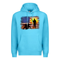 Ocean Blue american flag soldier sunset Premium Hoodie - JahusDesignShop