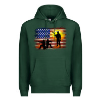 Sports Green american flag soldier sunset Premium Hoodie - JahusDesignShop