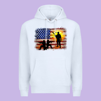 American Flag Soldier Sunset Premium Hoodie Designed By Jahusdesignshop