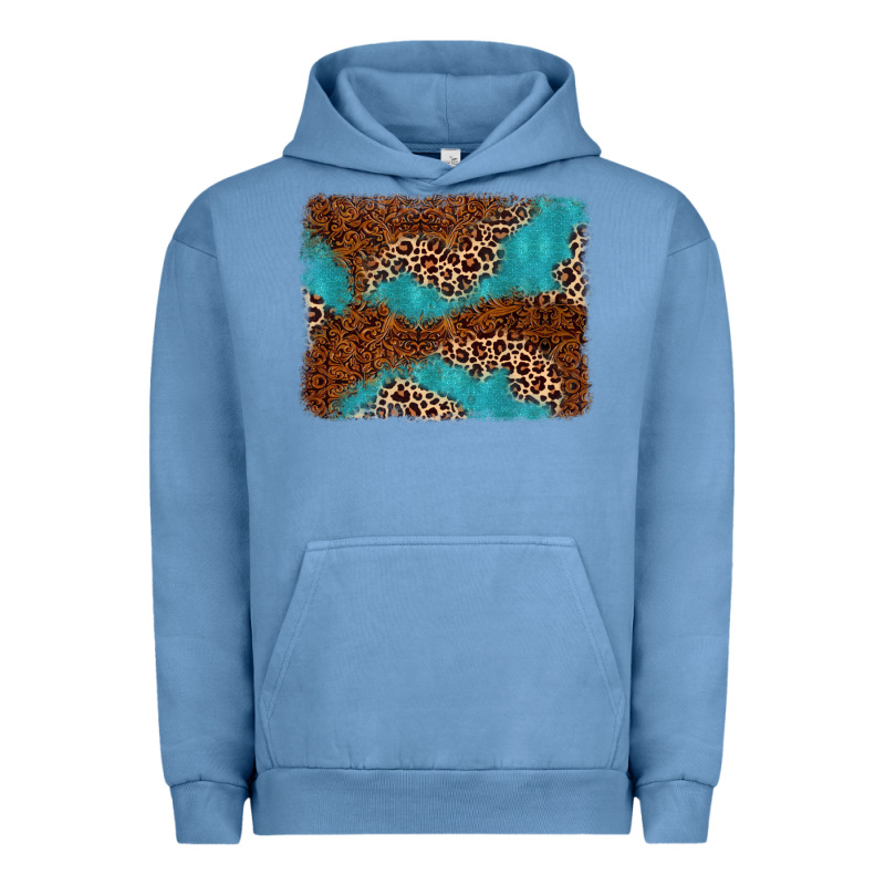 Turquoise Glitter Leopard Background Urban Hoodie by AdoDesignShop | Teevron