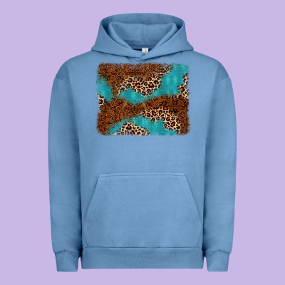 Turquoise Glitter Leopard Background Urban Hoodie Designed By Adodesignshop