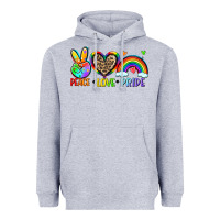 Heather Grey peace love pride Heavyweight Hoodie - Zillion Design Studio