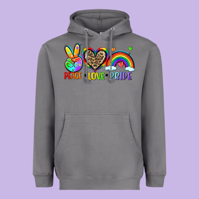 Peace Love Pride Heavyweight Hoodie Designed By Zillion Design Studio