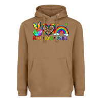 Toasted Coconut peace love pride Heavyweight Hoodie - Zillion Design Studio