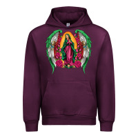 Mauve Wine mexican flag wings our lady of guadalupe Urban Hoodie - Artiststas