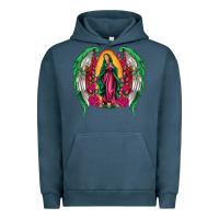 Pigment Midnight Navy mexican flag wings our lady of guadalupe Urban Hoodie - Artiststas