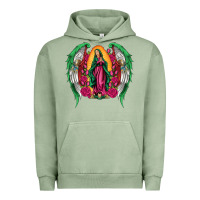 Pigment Oil Green mexican flag wings our lady of guadalupe Urban Hoodie - Artiststas