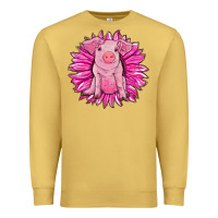 Antique Gold pink sunflower pig Premium Sweatshirt - RanaPortraitStore