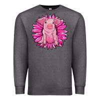 Charcoal Heather pink sunflower pig Premium Sweatshirt - RanaPortraitStore