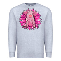 Heather Grey pink sunflower pig Premium Sweatshirt - RanaPortraitStore