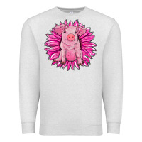 Oatmeal Heather pink sunflower pig Premium Sweatshirt - RanaPortraitStore
