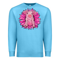 Ocean Blue pink sunflower pig Premium Sweatshirt - RanaPortraitStore