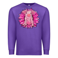 Purple pink sunflower pig Premium Sweatshirt - RanaPortraitStore