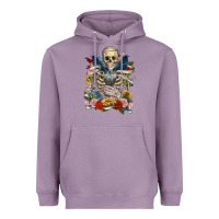 Lavender Flower Boho Skull Skeleton Heavyweight Hoodie - RanaPortraitStore