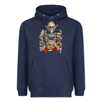 Flower Boho Skull Skeleton Heavyweight Hoodie | Teevron