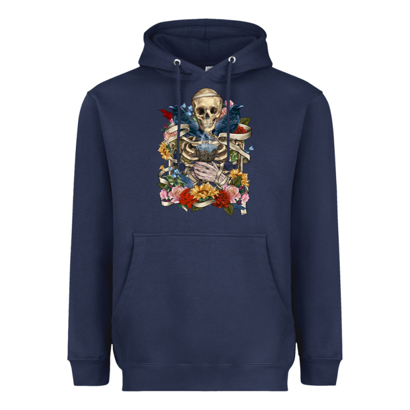Flower Boho Skull Skeleton Heavyweight Hoodie by RanaPortraitStore | Teevron