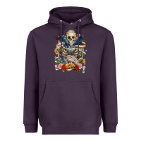 Plum Flower Boho Skull Skeleton Heavyweight Hoodie - RanaPortraitStore