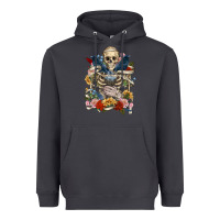 Smoke Flower Boho Skull Skeleton Heavyweight Hoodie - RanaPortraitStore