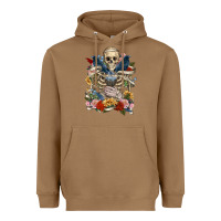 Toasted Coconut Flower Boho Skull Skeleton Heavyweight Hoodie - RanaPortraitStore