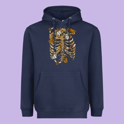 Heavyweight Hoodie Flower rib cage bees